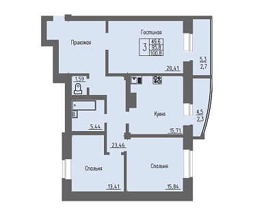 3-комнатная квартира / 100,8 кв.м. / этаж 10 из 16