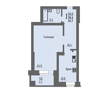 1но комнатная квартира / 52,7 кв.м. / этаж 12 из 16